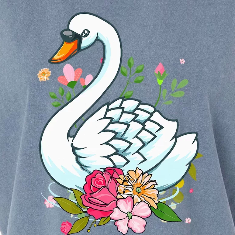 Cool Swan For   Swans Floral Waterfowl Bird Flower Garment-Dyed Women's Muscle Tee