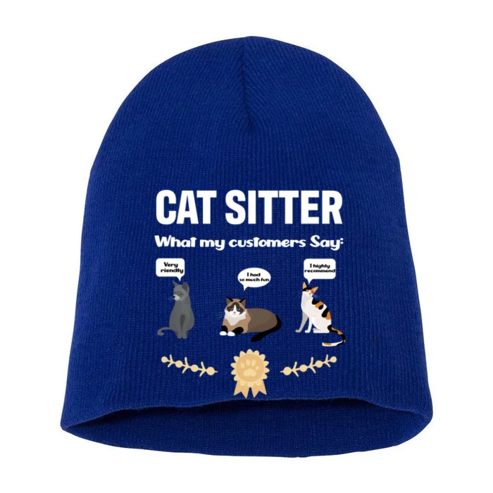 Cat Sitter Funny Cat Breeds What My Customers Say About Me Gift Short Acrylic Beanie