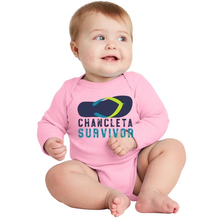 Chancleta Survivor Funny Flip Flop Gift Baby Long Sleeve Bodysuit