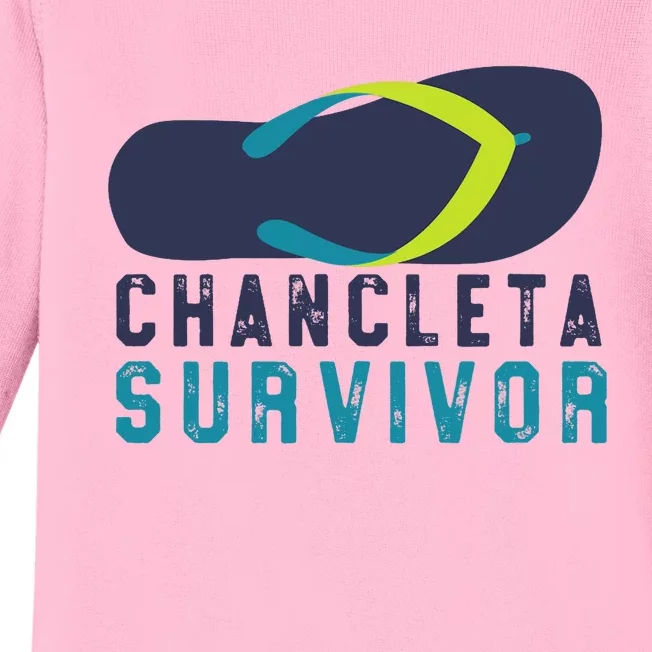 Chancleta Survivor Funny Flip Flop Gift Baby Long Sleeve Bodysuit