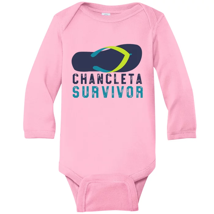 Chancleta Survivor Funny Flip Flop Gift Baby Long Sleeve Bodysuit