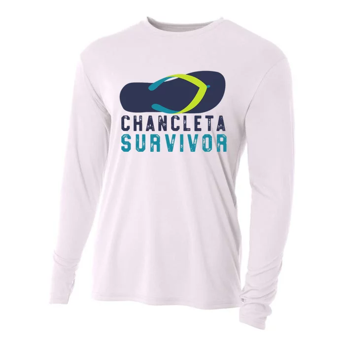 Chancleta Survivor Funny Flip Flop Gift Cooling Performance Long Sleeve Crew