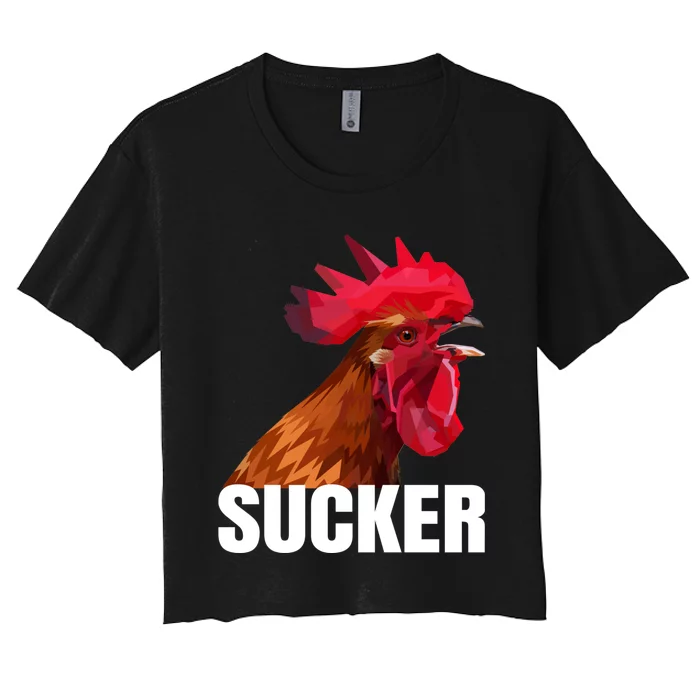 Cock Sucker Funny Rooster Joke Women's Crop Top Tee