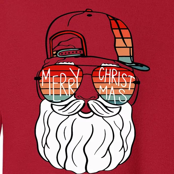 Cool Santa Face Retro Sunglasses Xmas Tee Toddler Sweatshirt