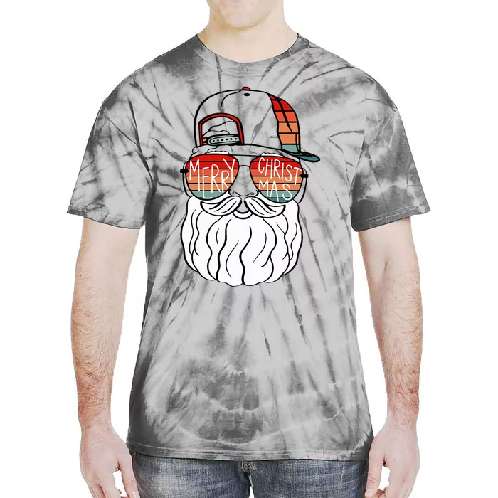 Cool Santa Face Retro Sunglasses Xmas Tee Tie-Dye T-Shirt