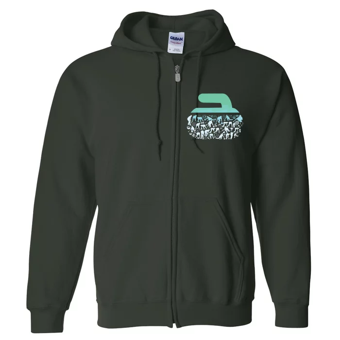 Curling Ston For Curler Curling Player Boy Curling Full Zip Hoodie