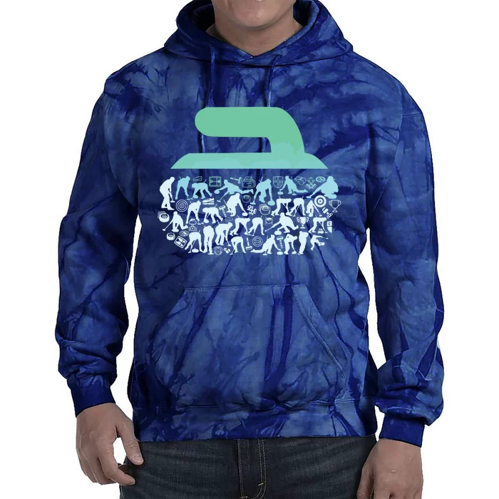 Curling Ston For Curler Curling Player Boy Curling Tie Dye Hoodie