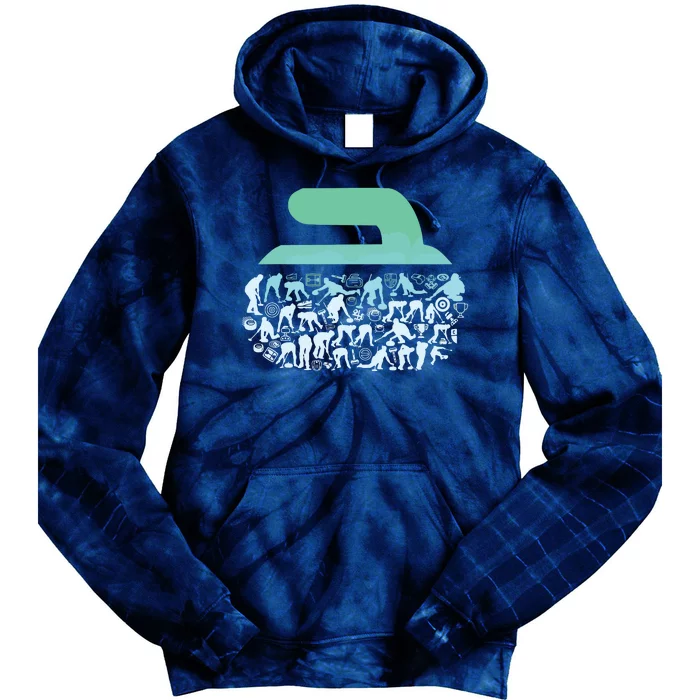 Curling Ston For Curler Curling Player Boy Curling Tie Dye Hoodie