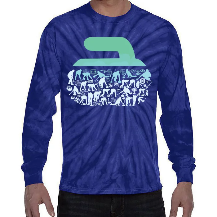 Curling Ston For Curler Curling Player Boy Curling Tie-Dye Long Sleeve Shirt