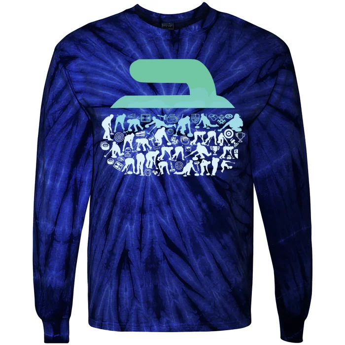 Curling Ston For Curler Curling Player Boy Curling Tie-Dye Long Sleeve Shirt