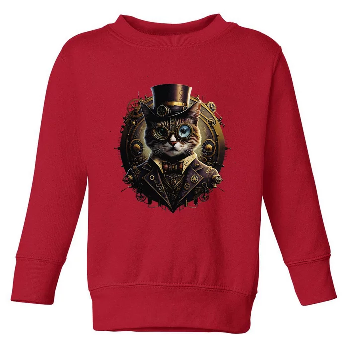 Cat Steampunk Fashion Vintage Victorian Style Toddler Sweatshirt