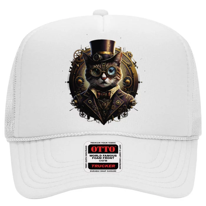 Cat Steampunk Fashion Vintage Victorian Style High Crown Mesh Trucker Hat