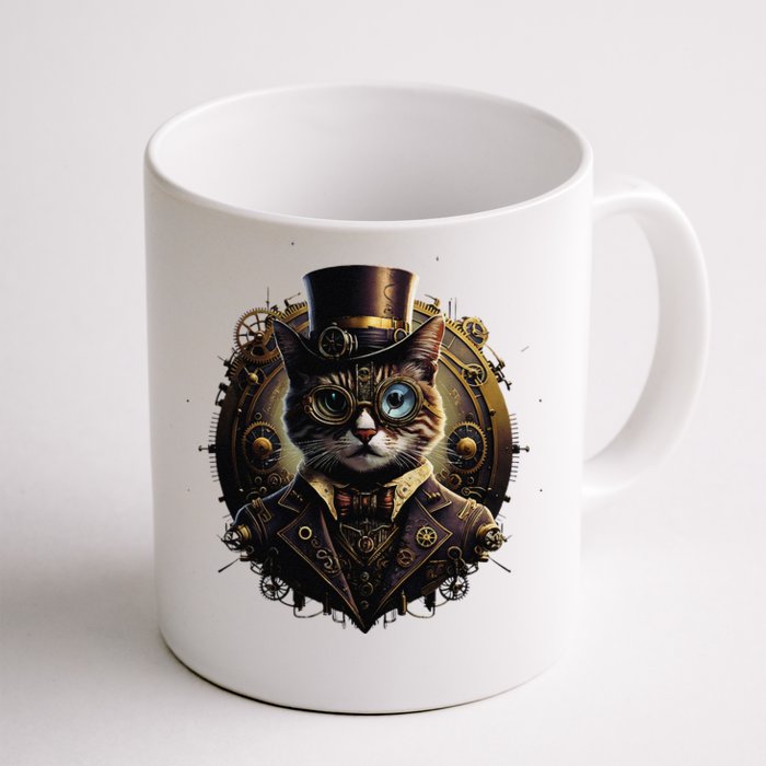 Cat Steampunk Fashion Vintage Victorian Style Front & Back Coffee Mug