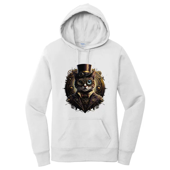 Cat Steampunk Fashion Vintage Victorian Style Women's Pullover Hoodie