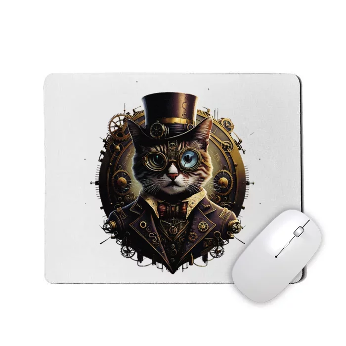 Cat Steampunk Fashion Vintage Victorian Style Mousepad