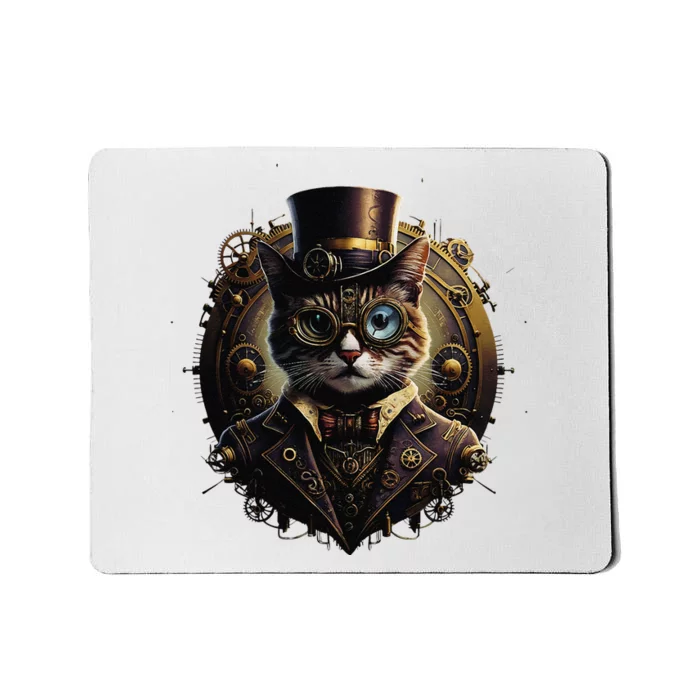 Cat Steampunk Fashion Vintage Victorian Style Mousepad