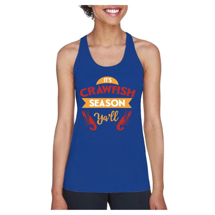 Crawfish Season Funnt Vintage Boil Party Southern Cooking Gift Women's Racerback Tank