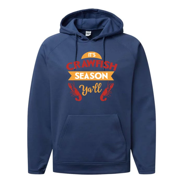 Crawfish Season Funnt Vintage Boil Party Southern Cooking Gift Performance Fleece Hoodie