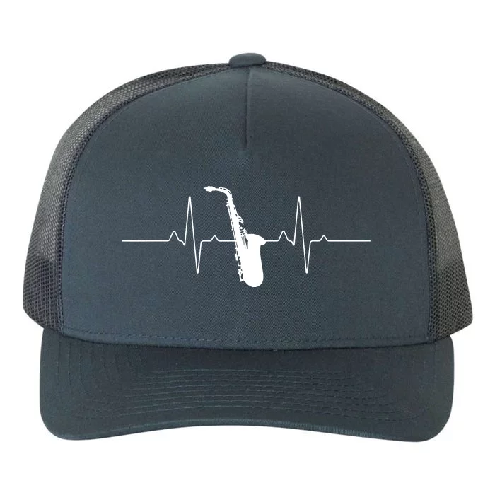 Cool Saxophone For Men Women Jazz Blues Music Band Heartbeat Yupoong Adult 5-Panel Trucker Hat