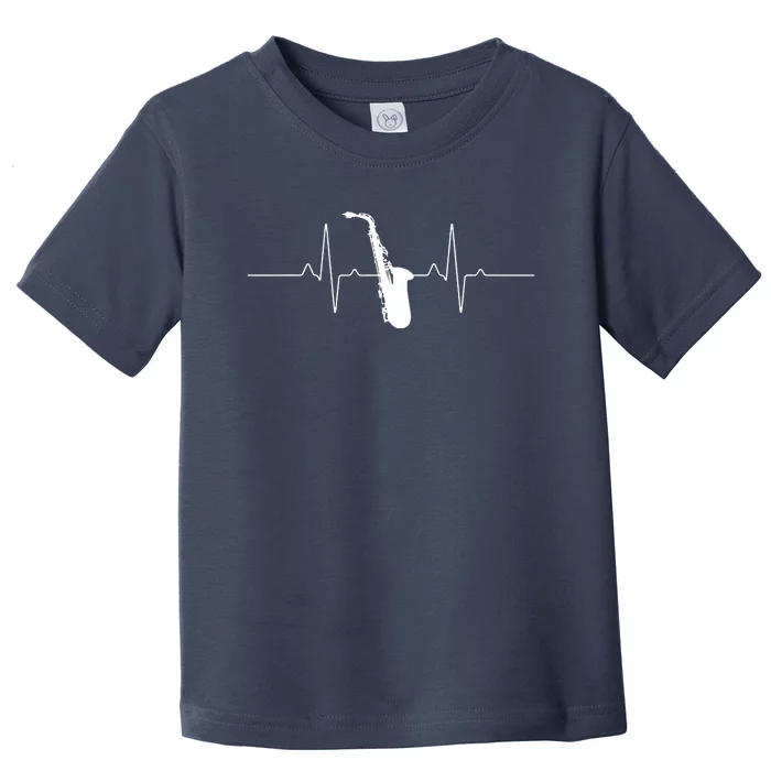 Cool Saxophone For Men Women Jazz Blues Music Band Heartbeat Toddler T-Shirt