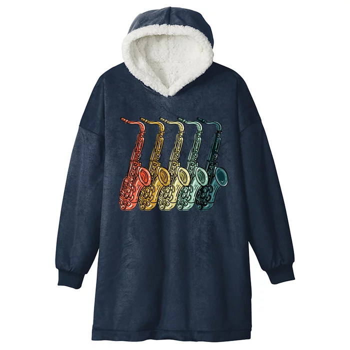 Cool Saxophone For Men Women Vintage Saxophone Player Hooded Wearable Blanket