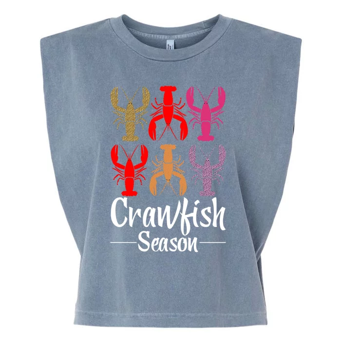 Crawfish Season Funny Crayfish Leopard Gift Garment-Dyed Women's Muscle Tee