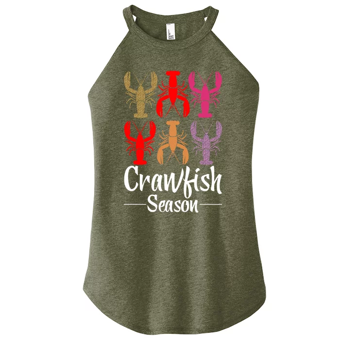 Crawfish Season Funny Crayfish Leopard Gift Women’s Perfect Tri Rocker Tank