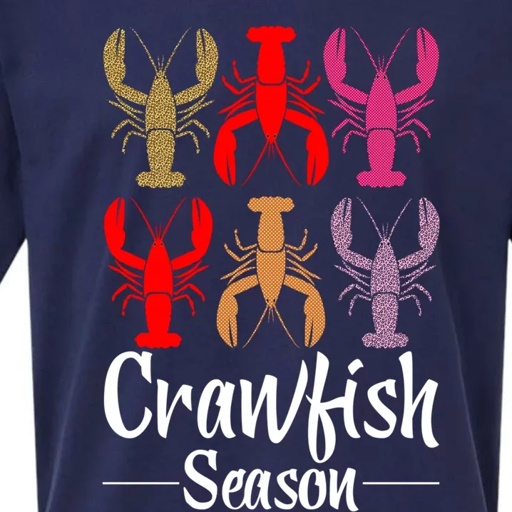 Crawfish Season Funny Crayfish Leopard Gift Sueded Cloud Jersey T-Shirt