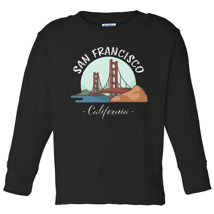 California San Francisco Gift Golden Gate Bridge Souvenir Toddler Long Sleeve Shirt