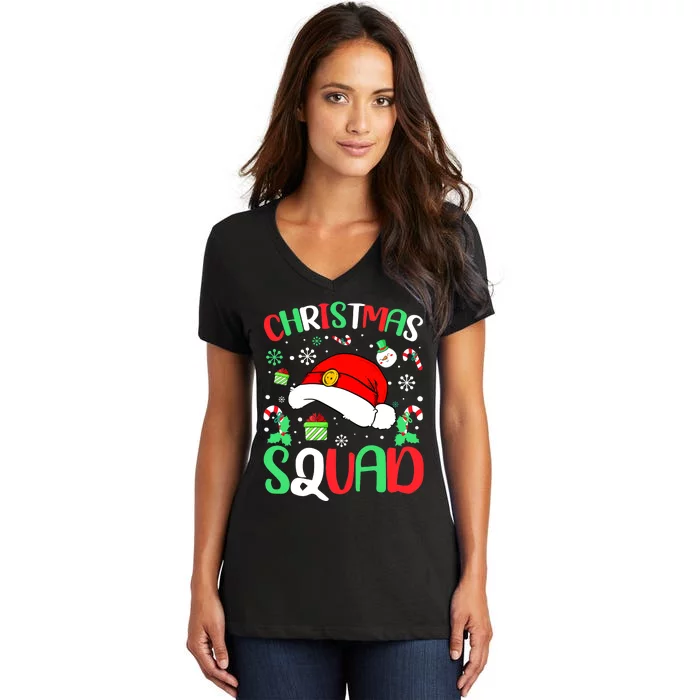 Christmas Squad Family Group Matching Christmas Pajama Party Women's V-Neck T-Shirt