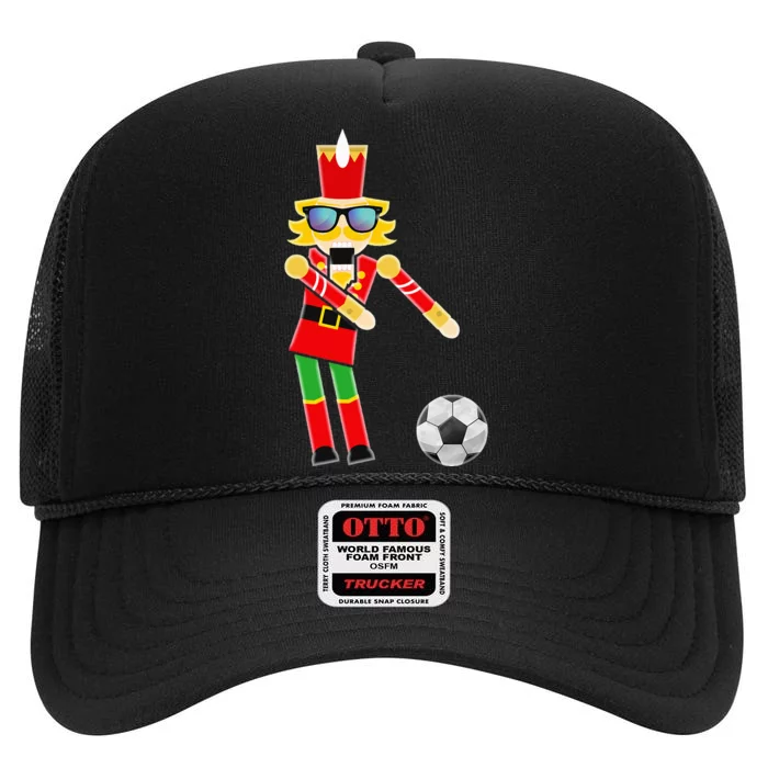 Christmas Soccer Flossing High Crown Mesh Trucker Hat