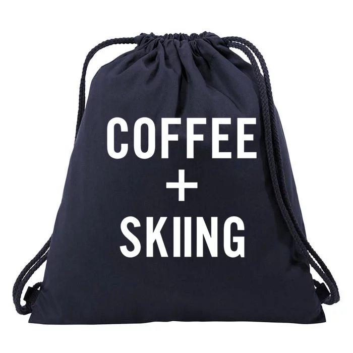 Coffee + Skiing For Skier Gift Drawstring Bag