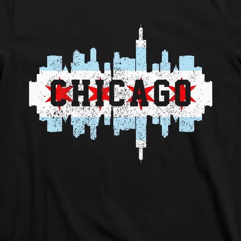 Chicago Skyline Flag City Illinois Souvenir T-Shirt