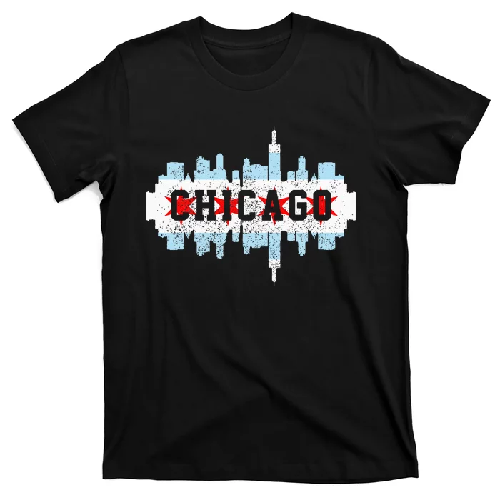 Chicago Skyline Flag City Illinois Souvenir T-Shirt