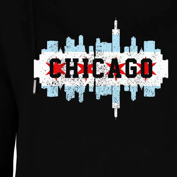 Chicago Skyline Flag City Illinois Souvenir Womens Funnel Neck Pullover Hood