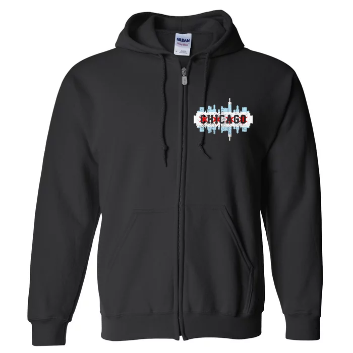 Chicago Skyline Flag City Illinois Souvenir Full Zip Hoodie