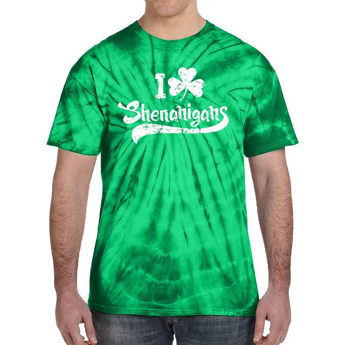 Clover Shenanigans Funny Irish Clover St Saint Patricks Day Tie-Dye T-Shirt