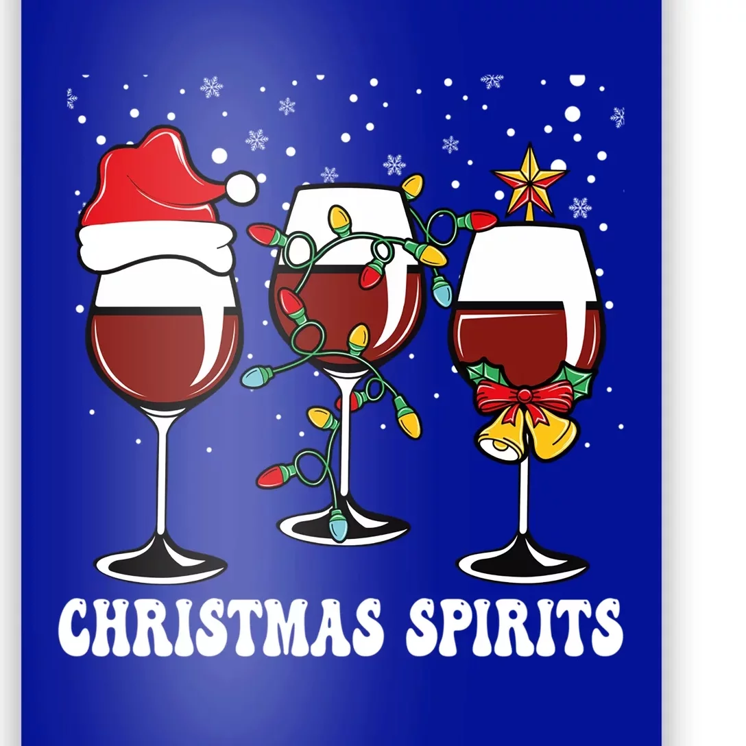 Christmas Spirits Funny Glasses Of Wine Santa Hat Reindeer Gift Poster