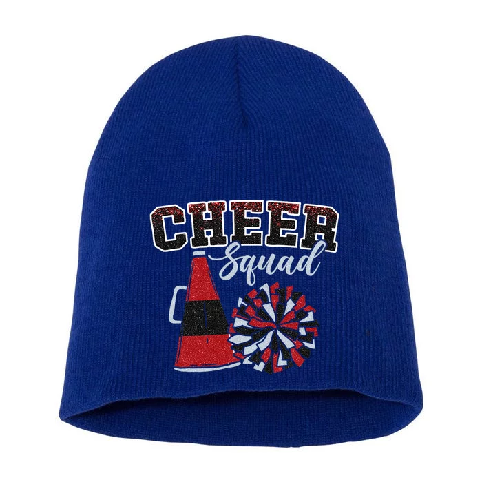 Cheer Squad Funny Cheerleader Cheerleading Red Women Girl Short Acrylic Beanie