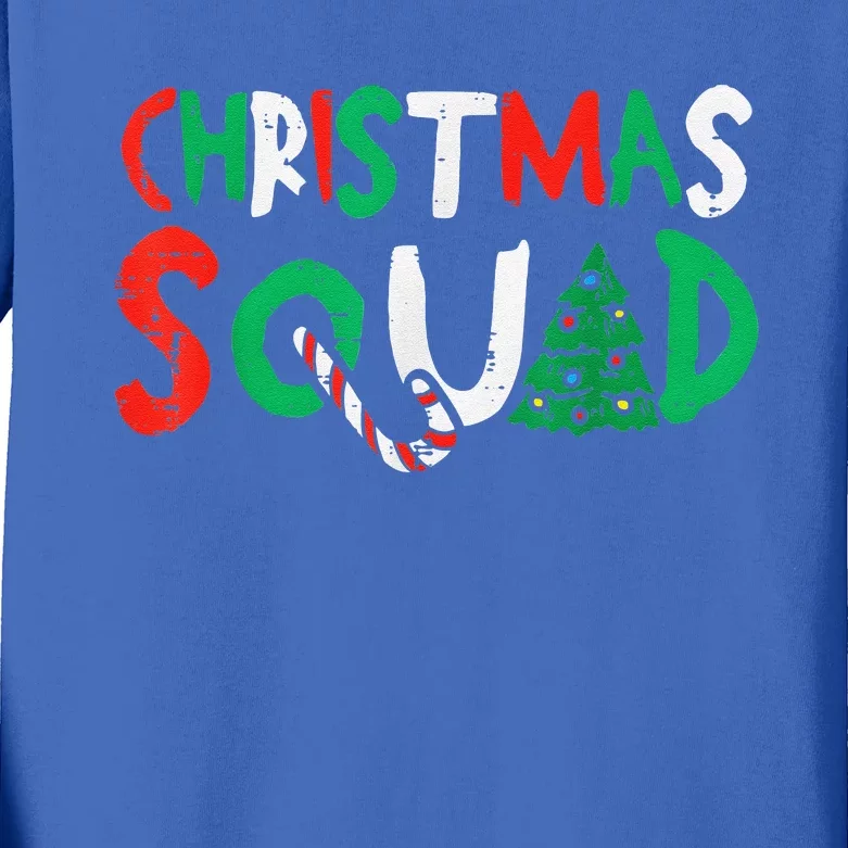 Christmas Squad Family Group Matching Funny Santa Elf Kids Long Sleeve Shirt