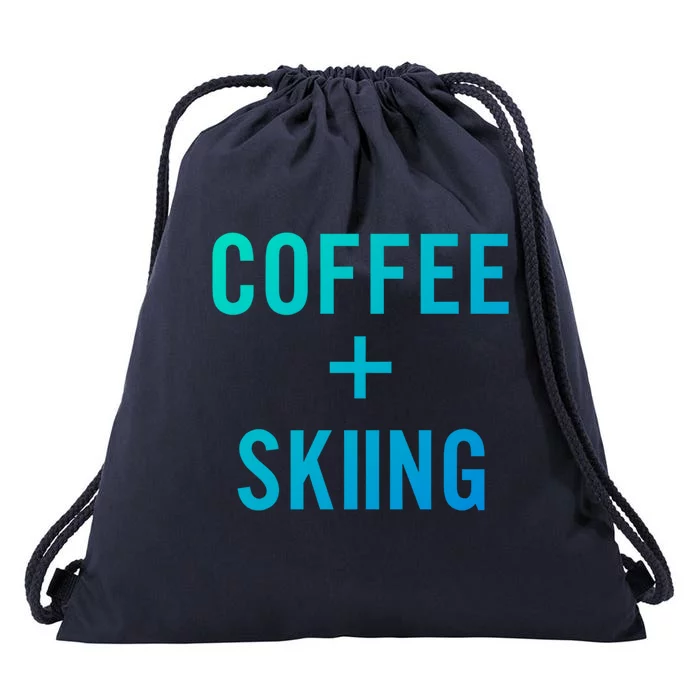 Coffee + Skiing For Skier Gift Drawstring Bag