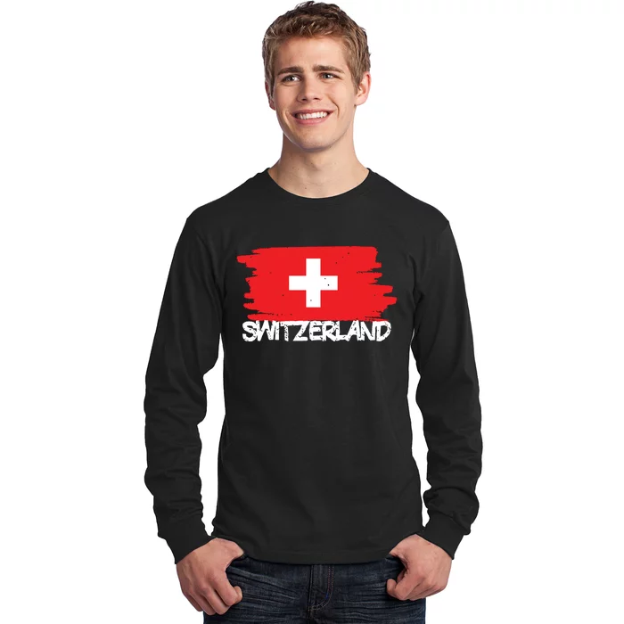 Cool Switzerland Flag Long Sleeve Shirt