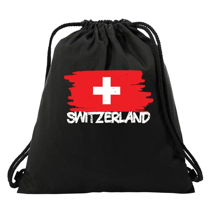 Cool Switzerland Flag Drawstring Bag