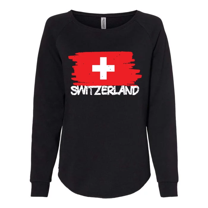 Cool Switzerland Flag Womens California Wash Sweatshirt