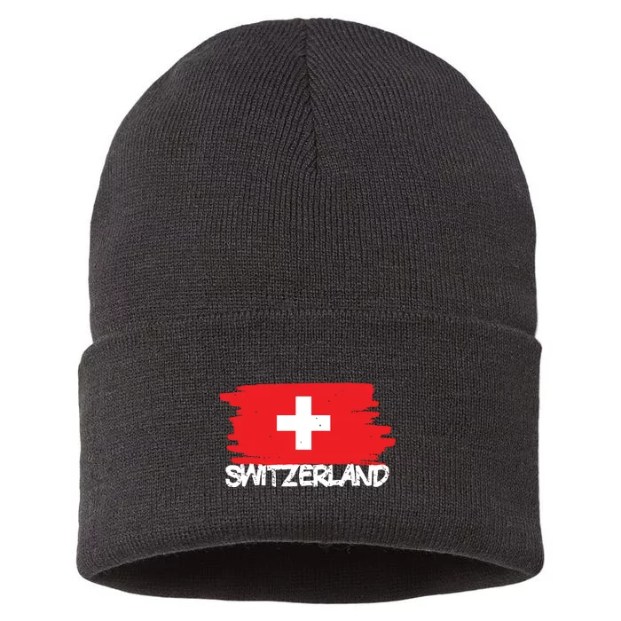 Cool Switzerland Flag Sustainable Knit Beanie