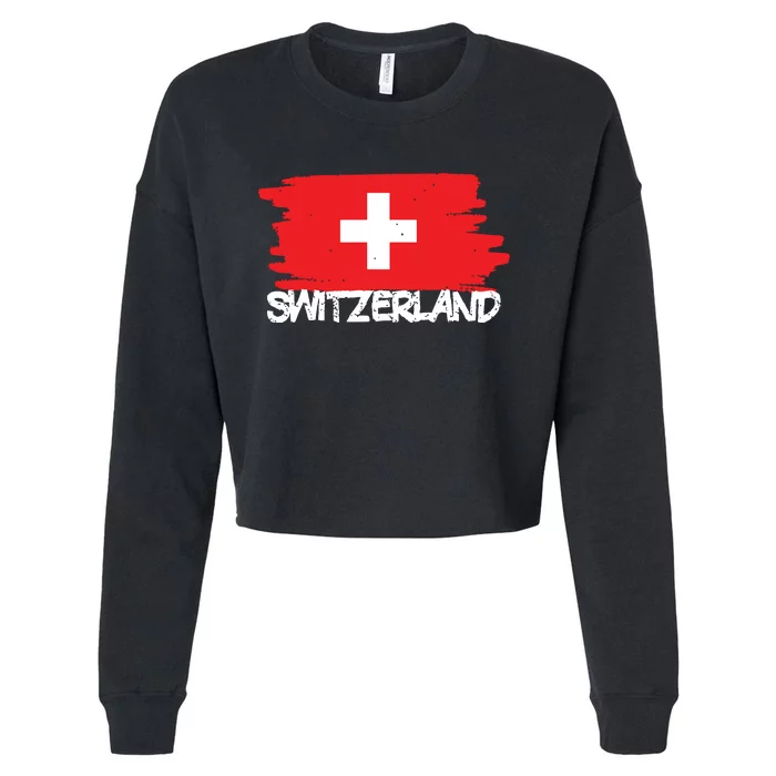 Cool Switzerland Flag Cropped Pullover Crew