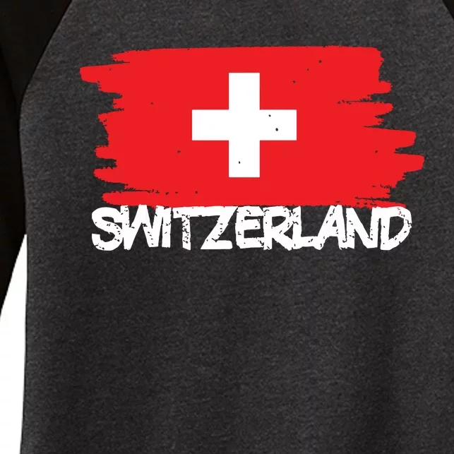 Cool Switzerland Flag Women's Tri-Blend 3/4-Sleeve Raglan Shirt