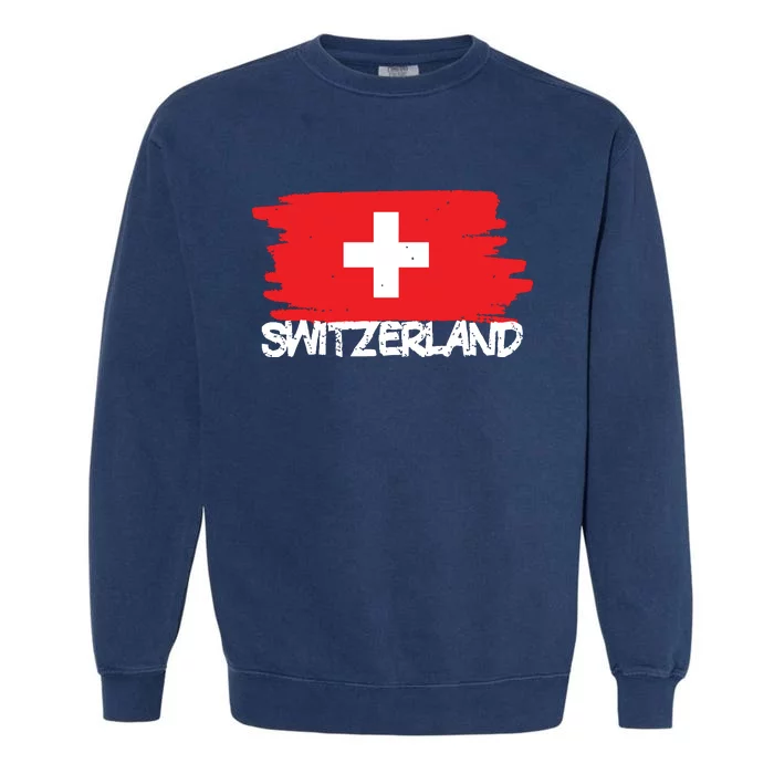 Cool Switzerland Flag Garment-Dyed Sweatshirt