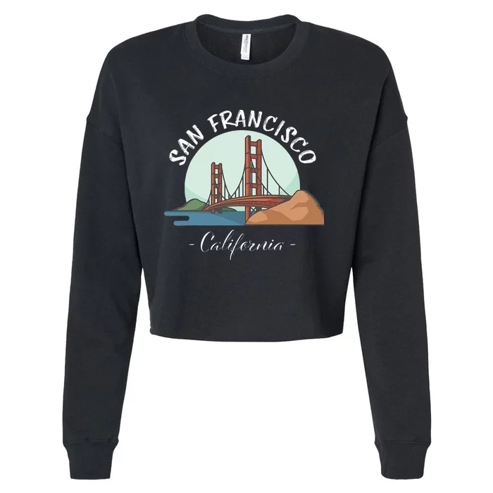 California San Francisco Gift Golden Gate Bridge Souvenir Cropped Pullover Crew