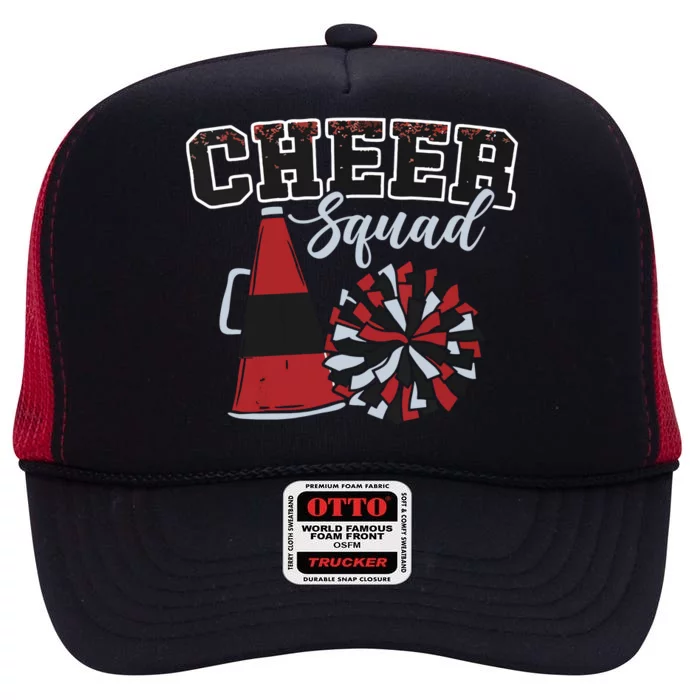 Cheer Squad Funny Cheerleader Cheerleading Red Women Girl High Crown Mesh Trucker Hat